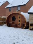 Outdoor Oval Barrel Sauna with Electric Stove