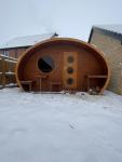 Outdoor Oval Barrel Sauna with Electric Stove