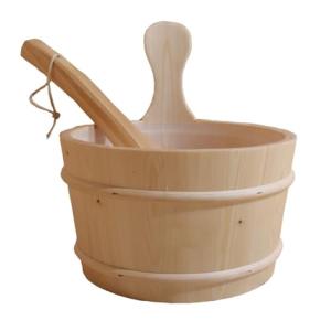 Sauna Accessories Kit: Wooden Bucket and Ladle