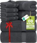 Utopia 8-Piece Cotton Towel Set - Gray