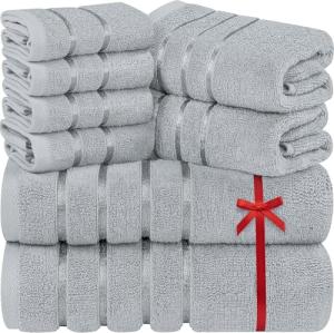 Utopia 8-Piece Luxury Towel Set in Cool Grey