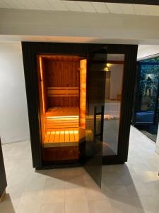 Luxury Finnish Sauna Cabin with Black Glass and LED