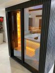 Luxury Finnish Sauna Cabin with Black Glass and LED