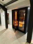Luxury Finnish Sauna Cabin with Black Glass and LED