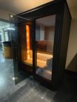 Luxury Finnish Sauna Cabin with Black Glass and LED