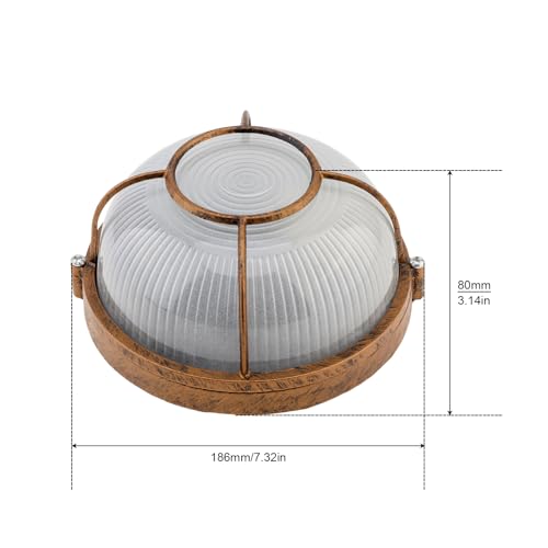 7" Sauna Light Fixture, Antique Copper, Wet Location