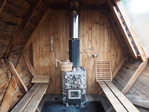 Cedar Sauna Thermometer & Hygrometer with Glass Dials