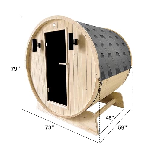 ALEKO Barrel Sauna | White Pine | 3-4 Person | UL Certified Harvia Sauna Heater