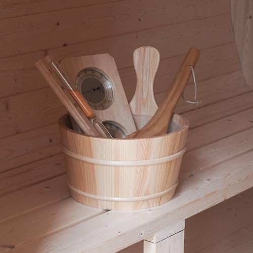 ALEKO Barrel Sauna | White Pine | 3-4 Person | UL Certified Harvia Sauna Heater