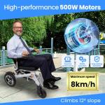 Foldable Electric Wheelchair with Long Range and Lightweight