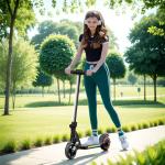 SPORTNOW Black Folding Electric Scooter with LED Lights