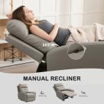 HOMCOM Grey Manual Recliner Chair for Living Room