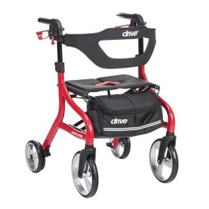 Lightweight Foldable Rollator Walker with Seat, Red