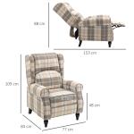 Khaki Push Back Recliner Chair with Footrest