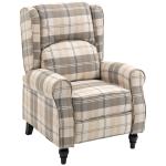Khaki Push Back Recliner Chair with Footrest