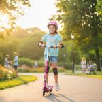 HOMCOM Pink Foldable Electric Scooter for Kids