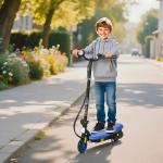 HOMCOM Folding Electric Scooter for Kids, Blue