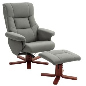 HOMCOM Adjustable Recliner Chair with Footstool - Grey
