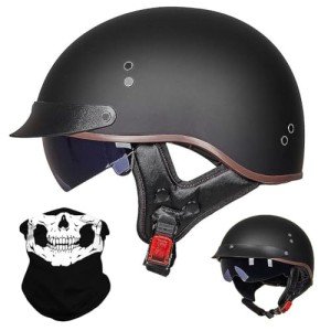 Vintage Open Face Motorcycle Helmet with Sun Visor