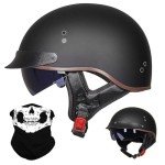 Vintage Open Face Motorcycle Helmet with Sun Visor