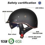 Vintage Open Face Motorcycle Helmet with Sun Visor