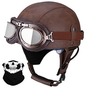 Retro Leather Half Helmet for Scooters & Choppers
