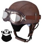 Retro Leather Half Helmet for Scooters & Choppers