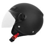 Zorax Matt Black Open Face Scooter Helmet