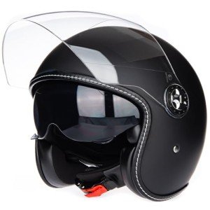 Matte Black Open Face Helmet for Scooters