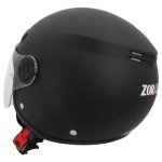 Zorax Matt Black Open Face Scooter Helmet