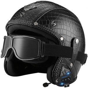 Vintage Open Face Bluetooth Motorcycle Helmet for Adults