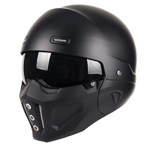 Woljay Matte Black Modular Helmet for Scooters