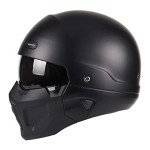 Woljay Matte Black Modular Helmet for Scooters