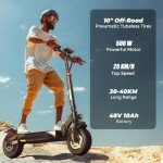 iScooter Electric Scooters Adult, iX3/iX4 Fast Electric Scooter 10" Off-road Tires with 4 Shock Absorbers Foldable E Scooter, 40-45km Range,3 Speed Modes,LCD Display,Dual Braking System