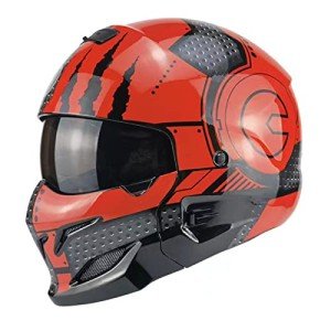 Woljay Modular Open Face Motorcycle Helmet - Mecha Red