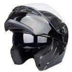 Flip-Up Motorcycle Helmet with Dual Visors - Black