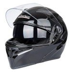 Flip-Up Motorcycle Helmet with Dual Visors - Black