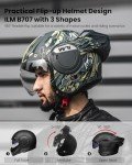 ILM Vintage Full Face Motorcycle Helmet - Army Green
