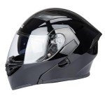 Flip-Up Motorcycle Helmet with Dual Visors - Black