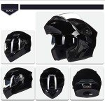 Flip-Up Motorcycle Helmet with Dual Visors - Black