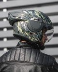 ILM Vintage Full Face Motorcycle Helmet - Army Green