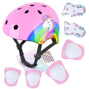 Kids Unicorn Helmet and Pads Set with Stickers