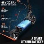 Electric Scooter for Adults, 65-90 km Range, 48V 20.8 Ah Battery, 10" Tubeless Off-Road Tires, 150 kg Load Capacity, 3 Speed Modes, Double Suspension, Key Start - TODIMART S9 Foldable E-Scooter