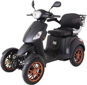 Matt Black 4-Wheel Electric Mobility Scooter with Accessories