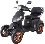 Matt Black 4-Wheel Electric Mobility Scooter with Accessories