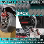 10-Inch Ebike Brake Pads - 4 Pairs Semi-Metal