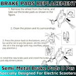 10-Inch Ebike Brake Pads - 4 Pairs Semi-Metal