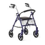 Blue Folding Rollator Walker with Seat, 300 lbs Capacity