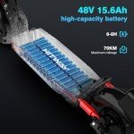 HITWAY Electric Scooter Adult 10 Inch, 15.6-27AH Battery 500W Motor, Foldabler, 3 Speed Modes, Maximum Speed 25KM/H, Tubeless Tire, Turn Signals, APP