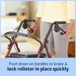 Burgundy Folding Walker for Seniors, 350 lb Capacity